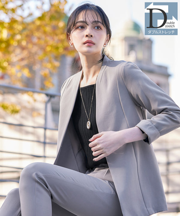 【アウトレット】ダブルストレッチ│カラーレスロングジャケット