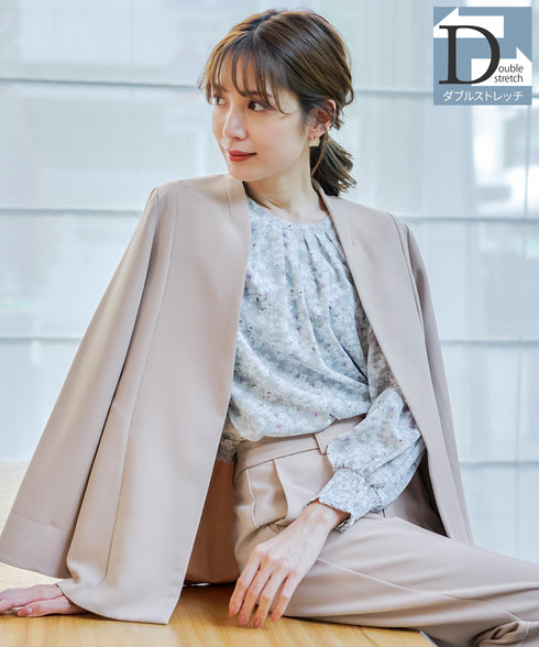 【アウトレット】ダブルストレッチ│カラーレスロングジャケット