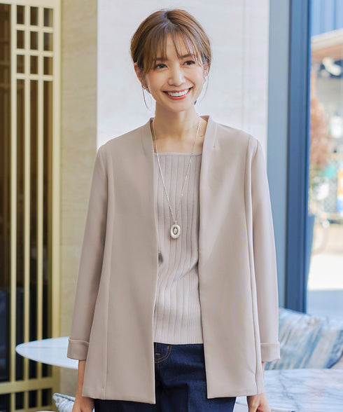 【アウトレット】ダブルストレッチ│カラーレスロングジャケット