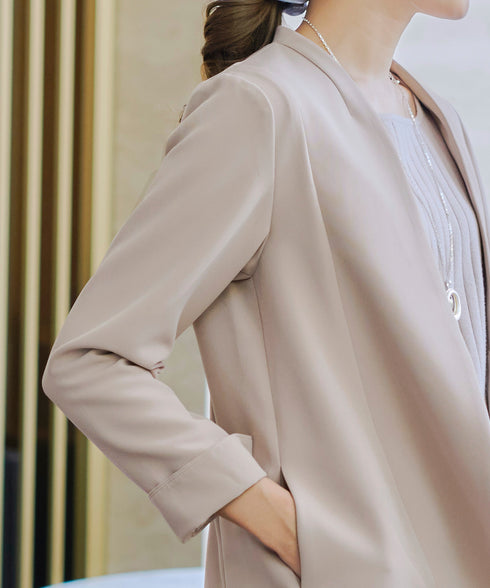 【アウトレット】ダブルストレッチ│カラーレスロングジャケット