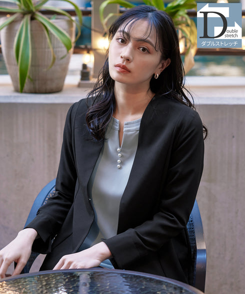 【アウトレット】ダブルストレッチ│カラーレスロングジャケット