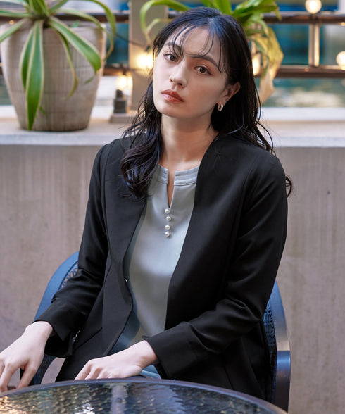 【アウトレット】ダブルストレッチ│カラーレスロングジャケット