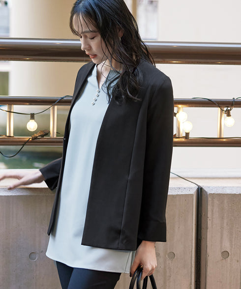 【アウトレット】ダブルストレッチ│カラーレスロングジャケット