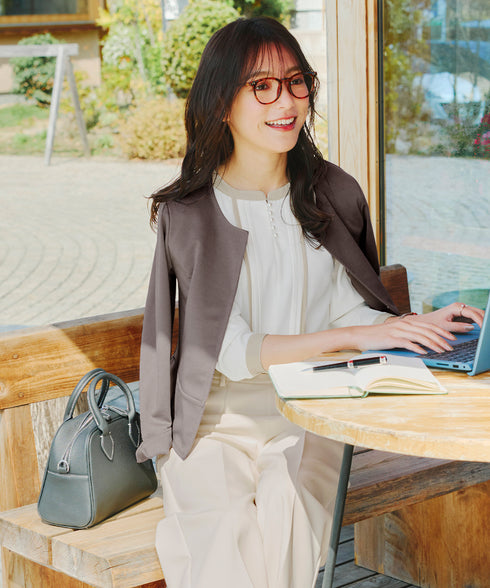 【クリアランスセール】ピンタック配色ブラウス