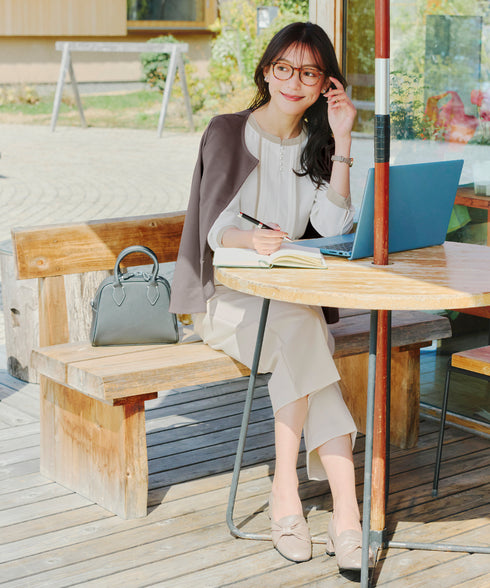 【クリアランスセール】ピンタック配色ブラウス