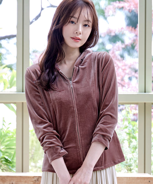 【クリアランスセール】ベロアショートパーカー