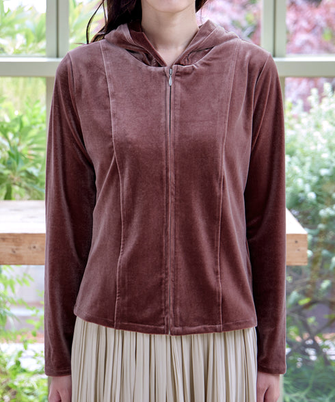 【クリアランスセール】ベロアショートパーカー