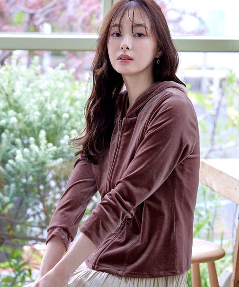 【クリアランスセール】ベロアショートパーカー