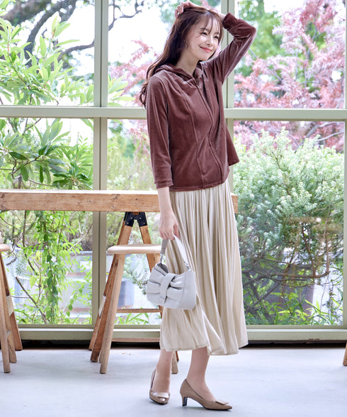 【クリアランスセール】ベロアショートパーカー