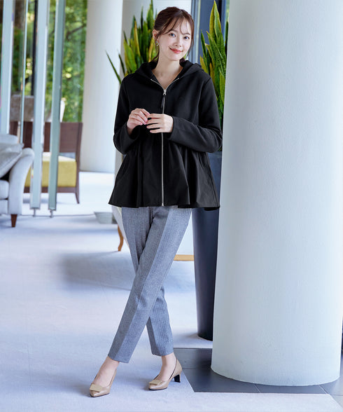 【クリアランスセール】異素材ジップフレアパーカー