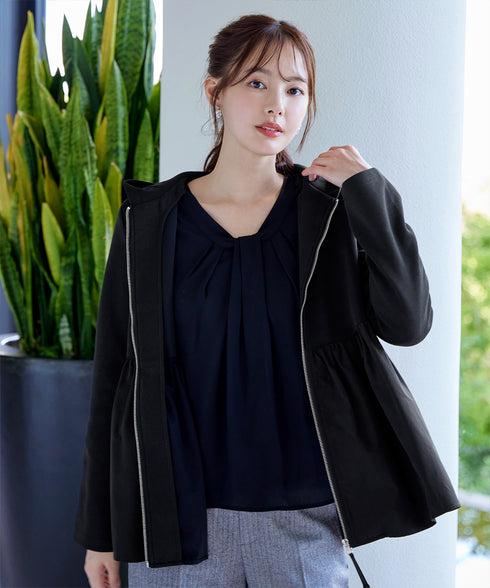 【クリアランスセール】異素材ジップフレアパーカー