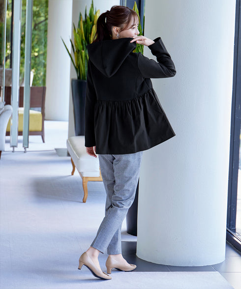 【クリアランスセール】異素材ジップフレアパーカー