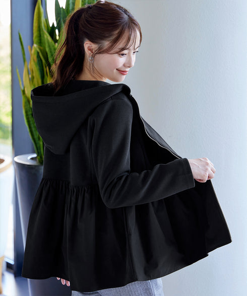 【クリアランスセール】異素材ジップフレアパーカー