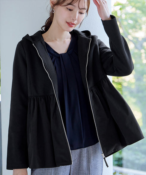 【クリアランスセール】異素材ジップフレアパーカー