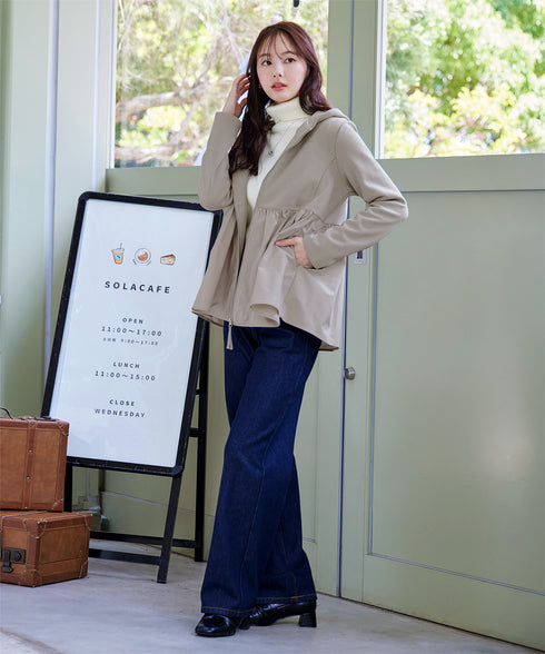 【クリアランスセール】異素材ジップフレアパーカー