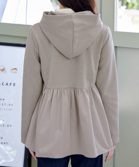 【クリアランスセール】異素材ジップフレアパーカー