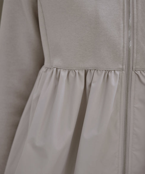 【クリアランスセール】異素材ジップフレアパーカー