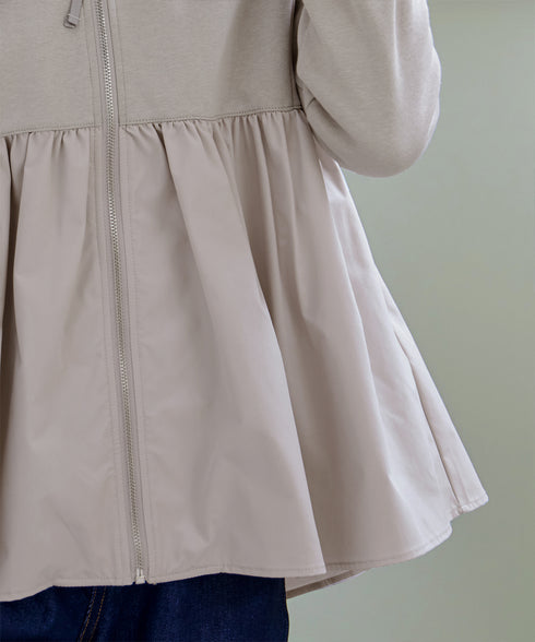【クリアランスセール】異素材ジップフレアパーカー