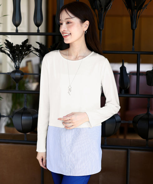 【安田美沙子さん着用 / 選べる裾】 レイヤードヘムカットソーTシャツ