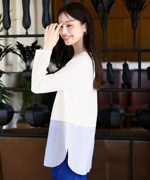 【安田美沙子さん着用 / 選べる裾】 レイヤードヘムカットソーTシャツ
