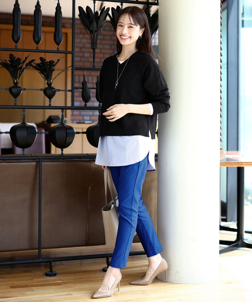 【安田美沙子さん着用 / 選べる裾】 レイヤードヘムカットソーTシャツ