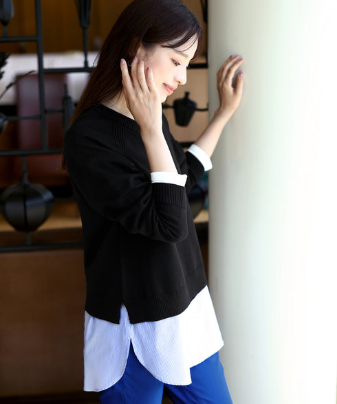 【安田美沙子さん着用 / 選べる裾】 レイヤードヘムカットソーTシャツ