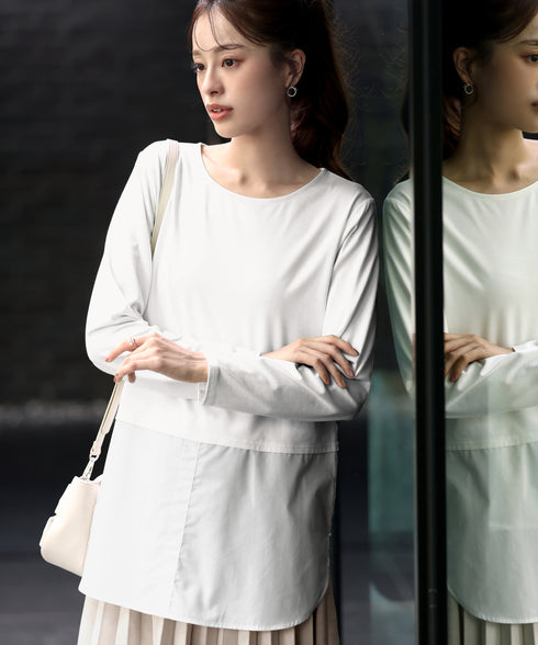 【安田美沙子さん着用 / 選べる裾】 レイヤードヘムカットソーTシャツ