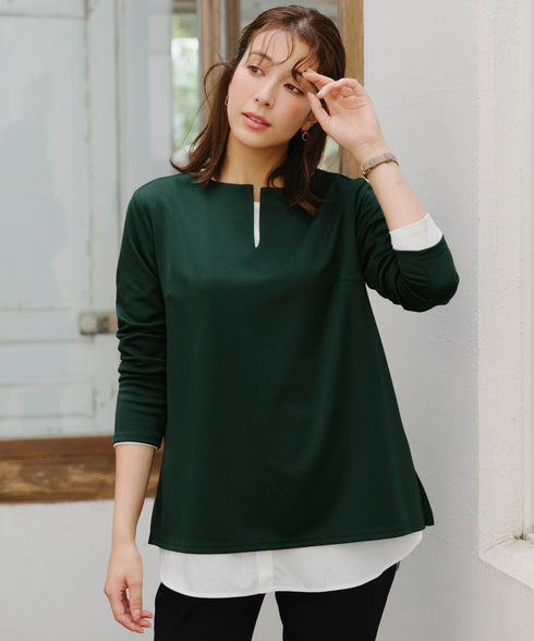 【安田美沙子さん着用 / 選べる裾】 レイヤードヘムカットソーTシャツ