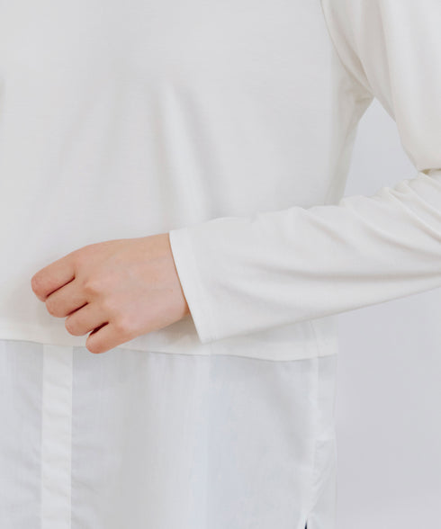 【安田美沙子さん着用 / 選べる裾】 レイヤードヘムカットソーTシャツ