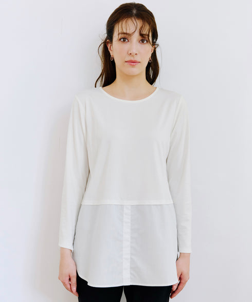【安田美沙子さん着用 / 選べる裾】 レイヤードヘムカットソーTシャツ