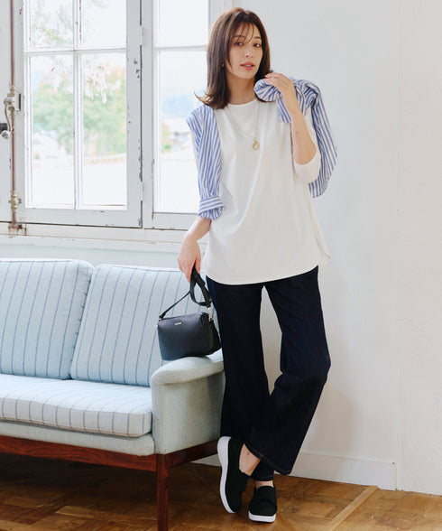 【安田美沙子さん着用 / 選べる裾】 レイヤードヘムカットソーTシャツ