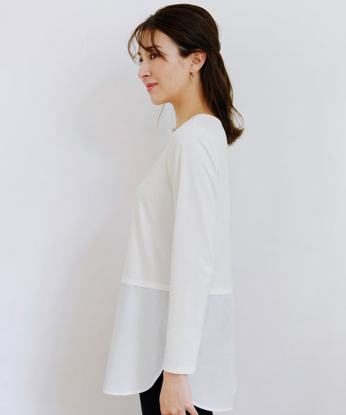 【安田美沙子さん着用 / 選べる裾】 レイヤードヘムカットソーTシャツ