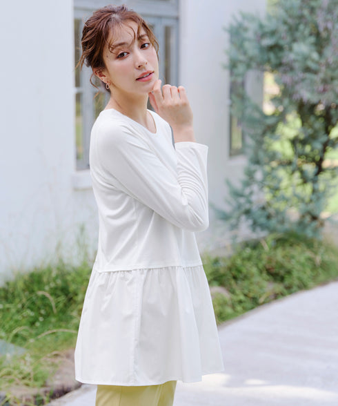 【安田美沙子さん着用 / 選べる裾】 レイヤードヘムカットソーTシャツ