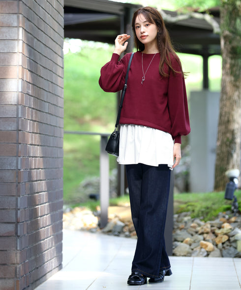 【安田美沙子さん着用 / 選べる裾】 レイヤードヘムカットソーTシャツ