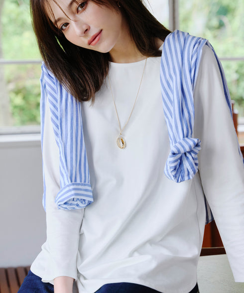 【安田美沙子さん着用 / 選べる裾】 レイヤードヘムカットソーTシャツ