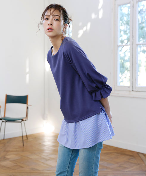 【安田美沙子さん着用 / 選べる裾】 レイヤードヘムカットソーTシャツ