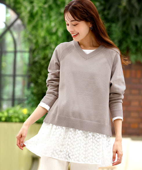 【安田美沙子さん着用 / 選べる裾】 レイヤードヘムカットソーTシャツ