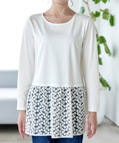 【安田美沙子さん着用 / 選べる裾】 レイヤードヘムカットソーTシャツ