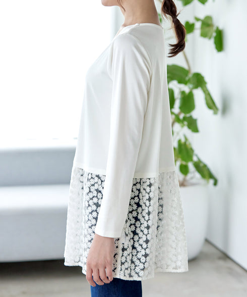 【安田美沙子さん着用 / 選べる裾】 レイヤードヘムカットソーTシャツ