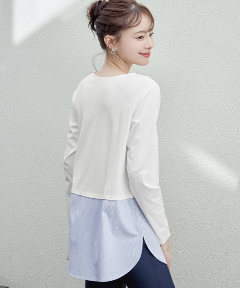 【安田美沙子さん着用 / 選べる裾】 レイヤードヘムカットソーTシャツ