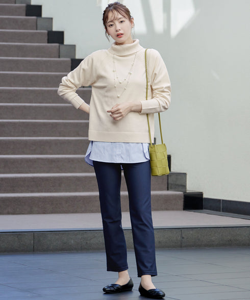 【安田美沙子さん着用 / 選べる裾】 レイヤードヘムカットソーTシャツ