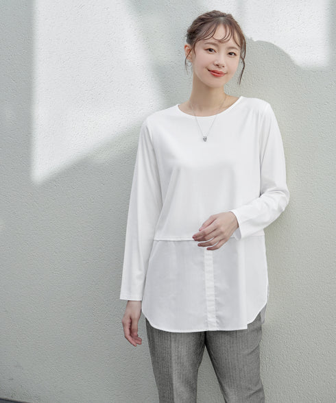 【安田美沙子さん着用 / 選べる裾】 レイヤードヘムカットソーTシャツ