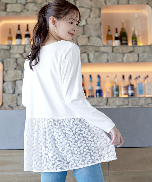 【安田美沙子さん着用 / 選べる裾】 レイヤードヘムカットソーTシャツ