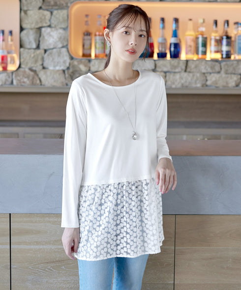 【安田美沙子さん着用 / 選べる裾】 レイヤードヘムカットソーTシャツ