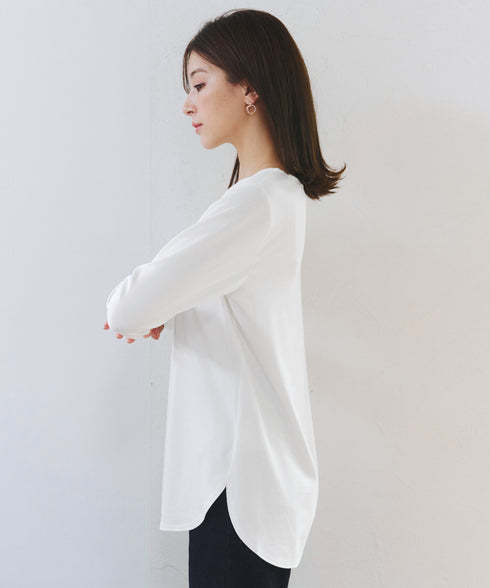 【安田美沙子さん着用 / 選べる裾】 レイヤードヘムカットソーTシャツ