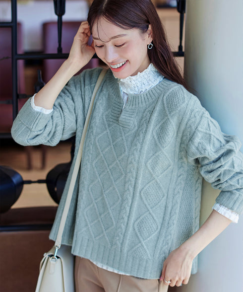 【安田美沙子さん着用 / 選べる4type】ハイネックカットソートップス