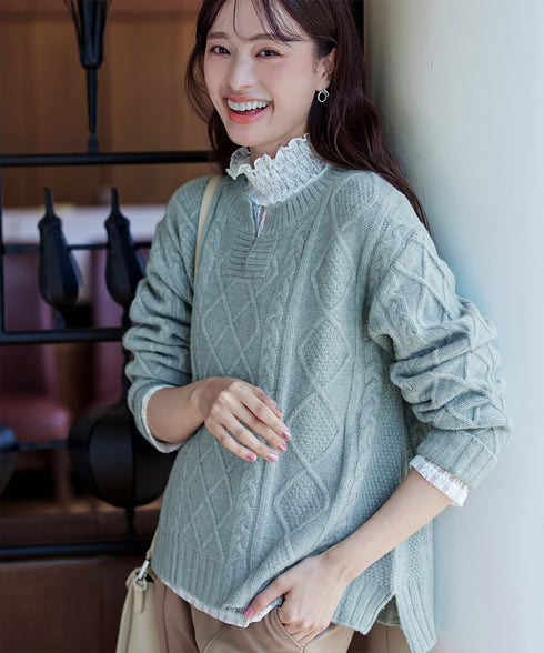 【安田美沙子さん着用 / 選べる4type】ハイネックカットソートップス