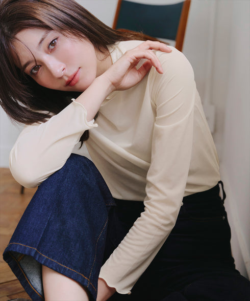 【安田美沙子さん着用 / 選べる4type】ハイネックカットソートップス