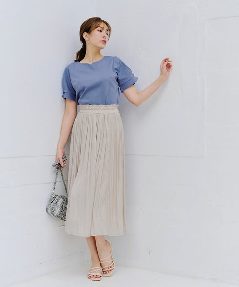 【安田美沙子さん着用】ヴィンテージサテンプリーツスカート