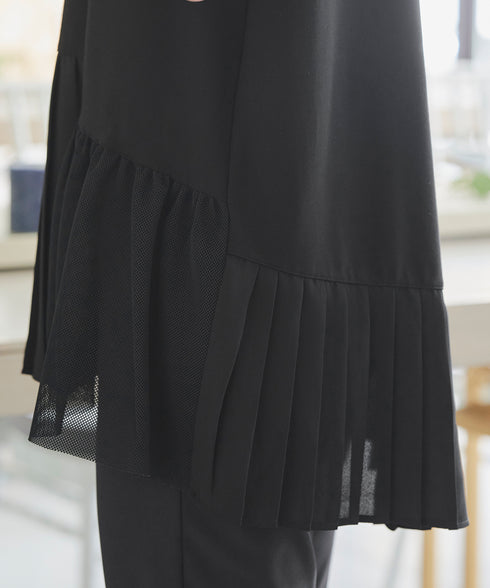 【アウトレット】メッシュプリーツドッキングプルオーバートップス